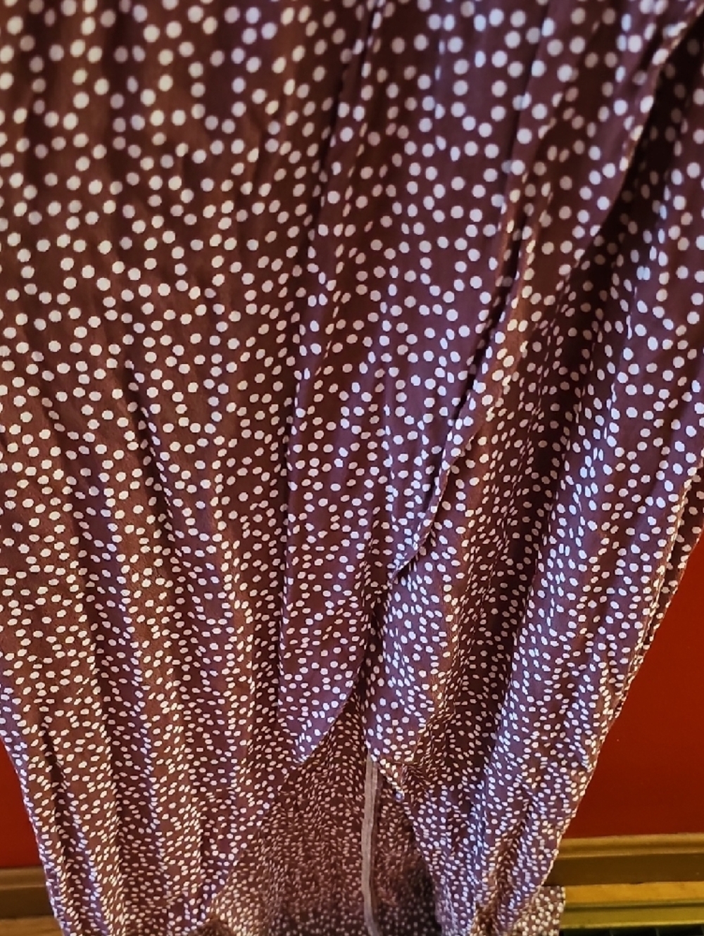 Express Burgandy Polka Dot Midi Dress. - Picture 4 of 5